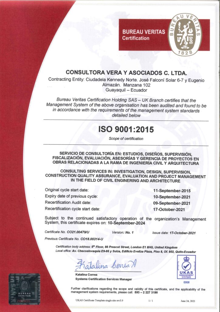 Certificación Veritas Bureau Consultora Vera